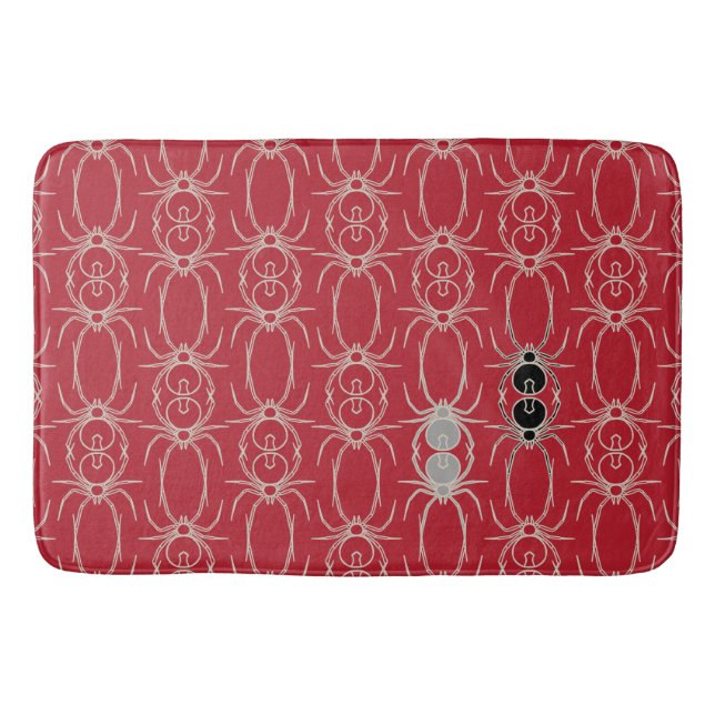 Spiders - Blood Red and Bone White Bath Mat (Front)
