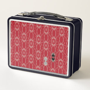 Spiders - Blood Red and Bone White Metal Lunch Box