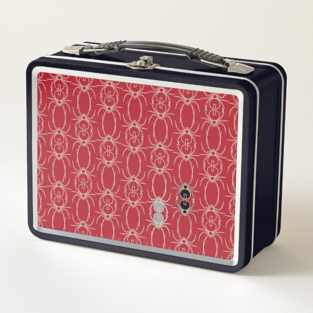 Spiders - Blood Red and Bone White Metal Lunch Box (Front)