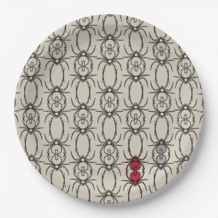Spiders - Bone White and Bat Black  Paper Plate