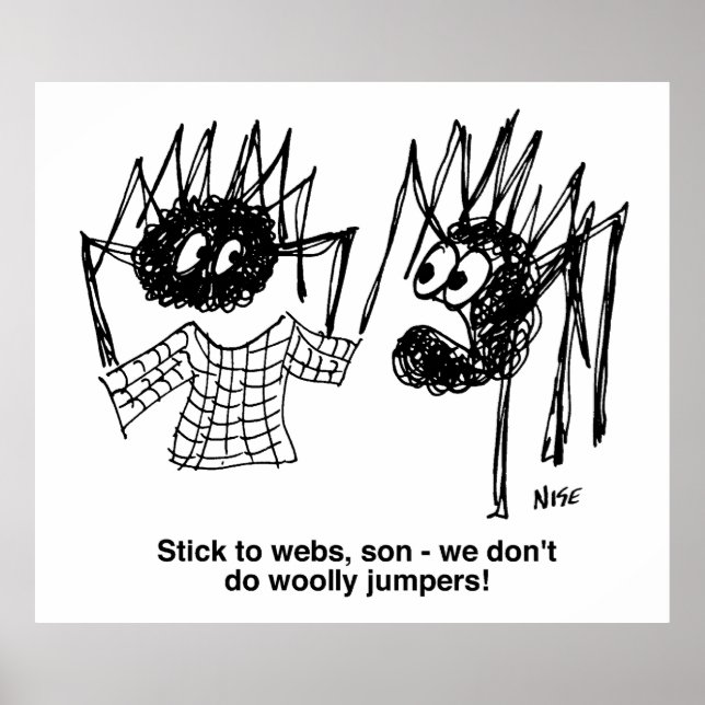 Spiders Discuss Woolly Jumpers Poster (Front)