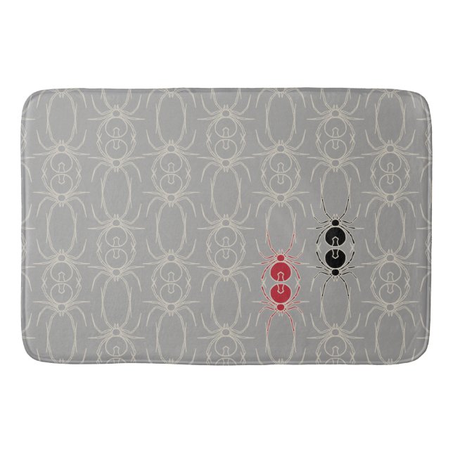 Spiders - Ghost Grey and Bone White Bath Mat (Front)