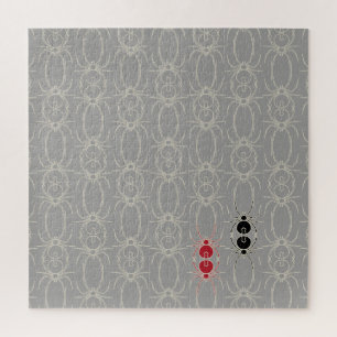 Spiders - Ghost Grey and Bone White Jigsaw Puzzle