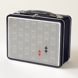 Spiders - Ghost Grey and Bone White Metal Lunch Box