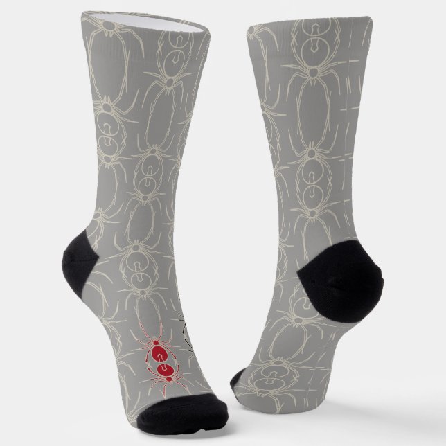 Spiders - Ghost Grey and Bone White Socks (Angled)