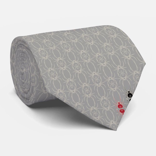 Spiders - Ghost Grey and Bone White Tie (Rolled)