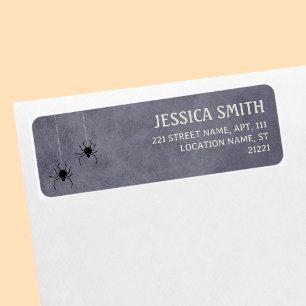 Spiders Grey Halloween Baby Shower Return Address
