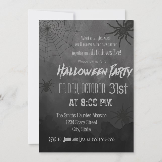 Spiders Halloween Party Invitation (Front)