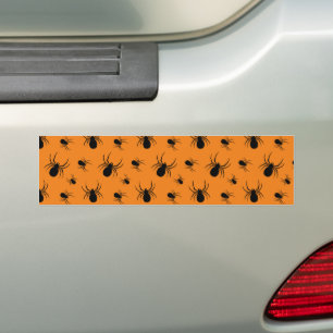 Spiders Halloween pattern Black and Orange Bumper Sticker