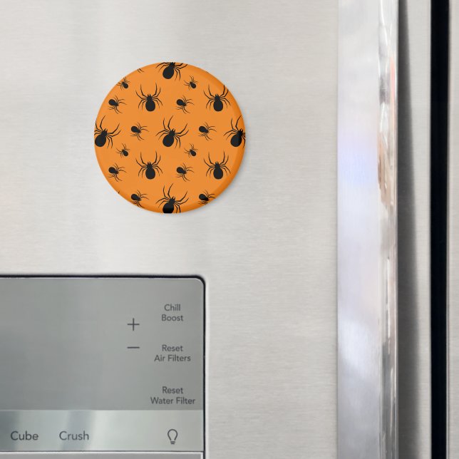 Spiders Halloween pattern Black and Orange Magnet (In Situ (Fridge))