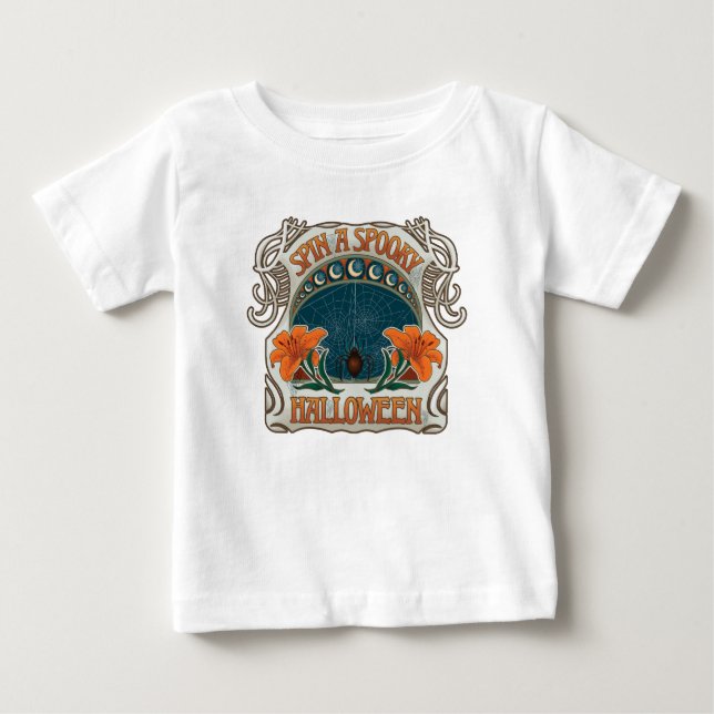 Spiders & Lilies Spooky Vintage Halloween  Baby T-Shirt (Front)