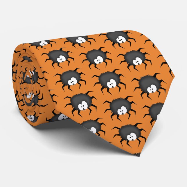 Spiders on an Orange Background Tie (Rolled)
