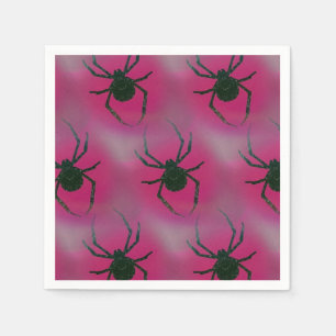 Spiders On Pink Napkin