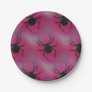 Spiders On Pink Paper Plate