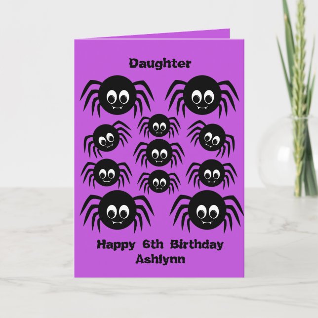 Spiders Purple Halloween Birthday Daughter Card (Front)