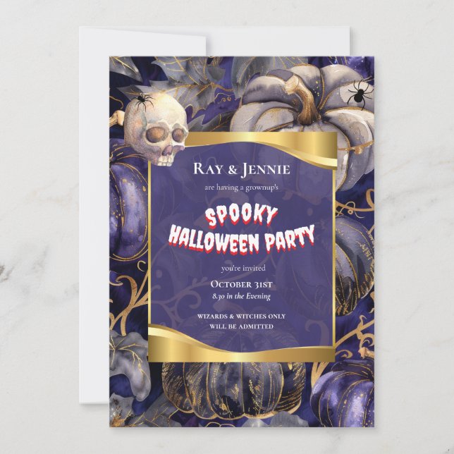 Spiders & Skulls Halloween Party Invitation (Front)