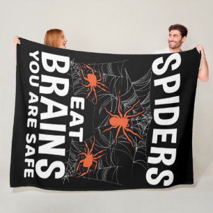Spiders Webs Eat Brains You Are Safe Halloween Fleece Blanket