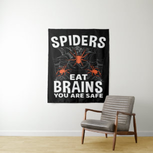 Spiders Webs Eat Brains You Are Safe Halloween Tapestry