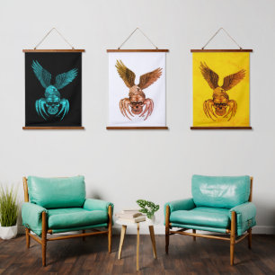 Spiderskull with Eagle Hanging Tapestry