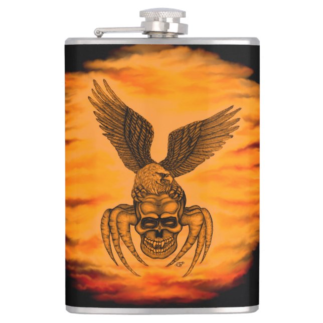 Spiderskull with Eagle Hip Flask (Front)