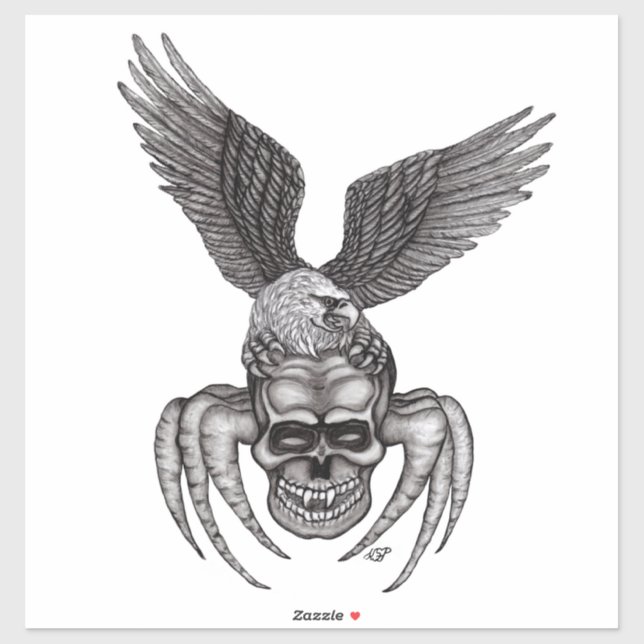 Spiderskull with Eagle in Tattoo-style (Sheet)