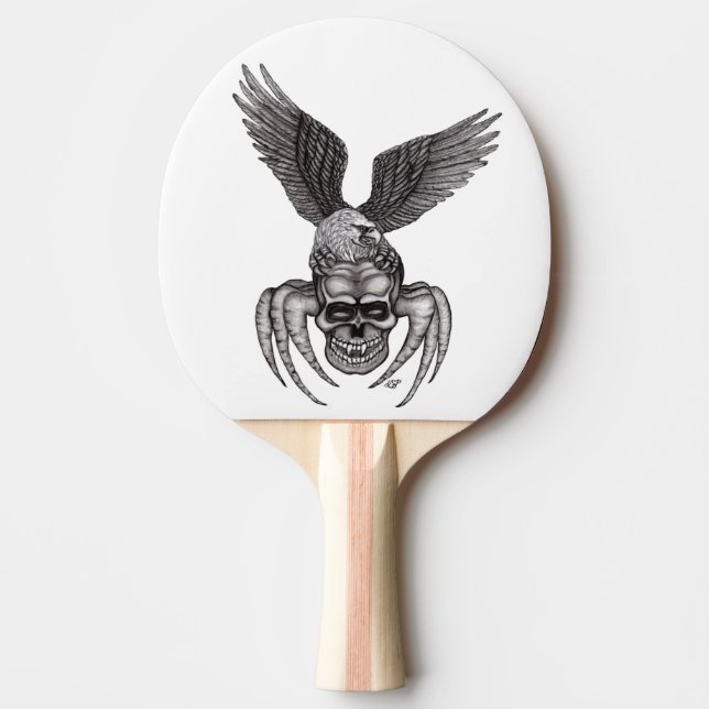 Spiderskull with Eagle Ping Pong Paddle (Front)