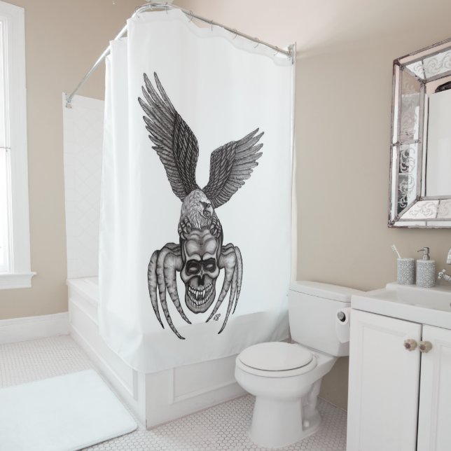 Spiderskull with Eagle Shower Curtain (In Situ)