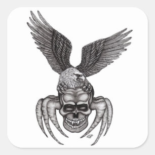 Spiderskull with Eagle Square Sticker