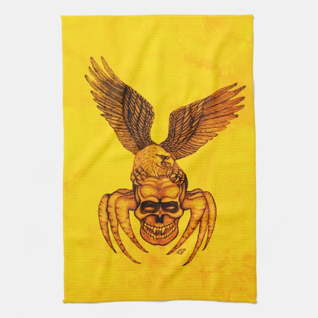 Spiderskull with Eagle Tea Towel (Vertical)