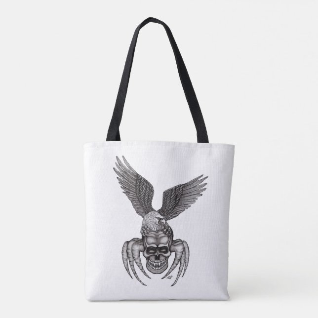 Spiderskull with Eagle Tote Bag (Back)