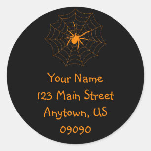Spiderweb Address Label (Orange / Black)