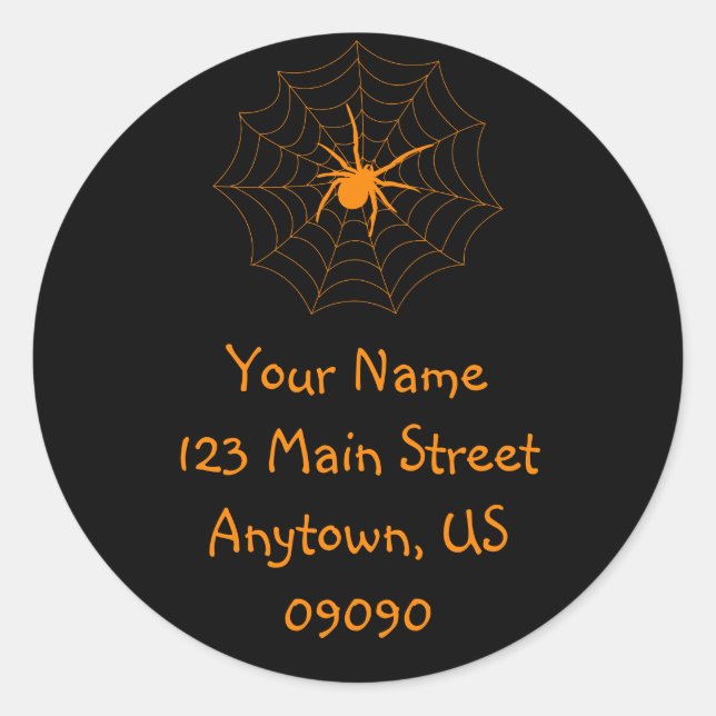 Spiderweb Address Label (Orange / Black) (Front)