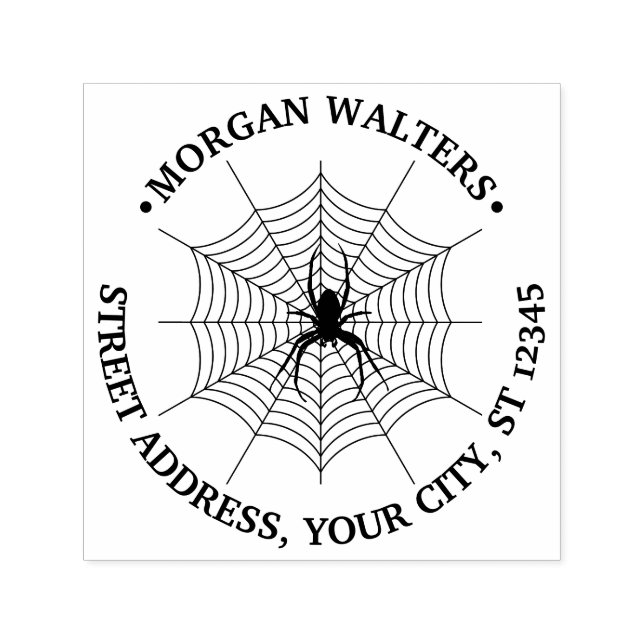 SpiderWeb and Spider Silhouette #2 Name Address Self-inking Stamp (Design)