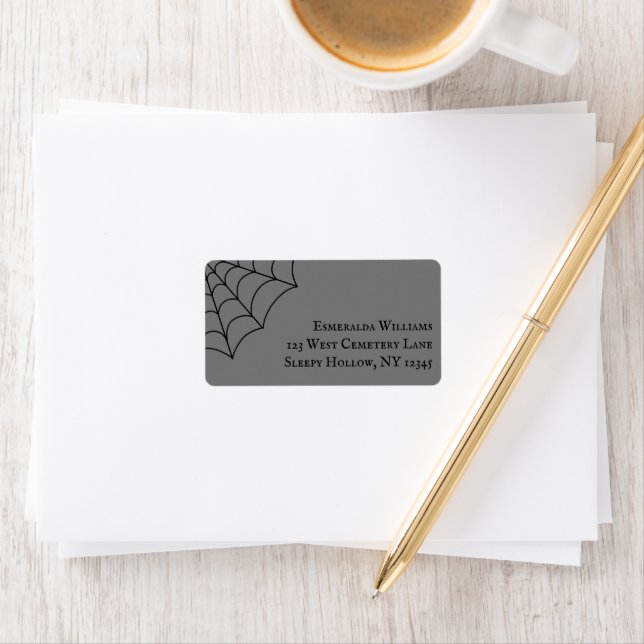 Spiderweb Black and Grey Return Address Label (Insitu)