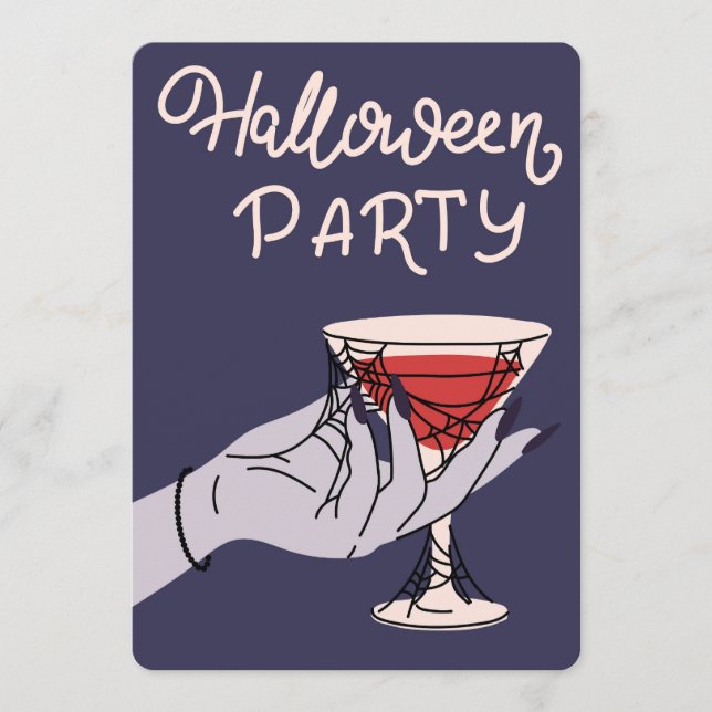 Spiderweb Cocktail Halloween Party Holiday Card (Front)