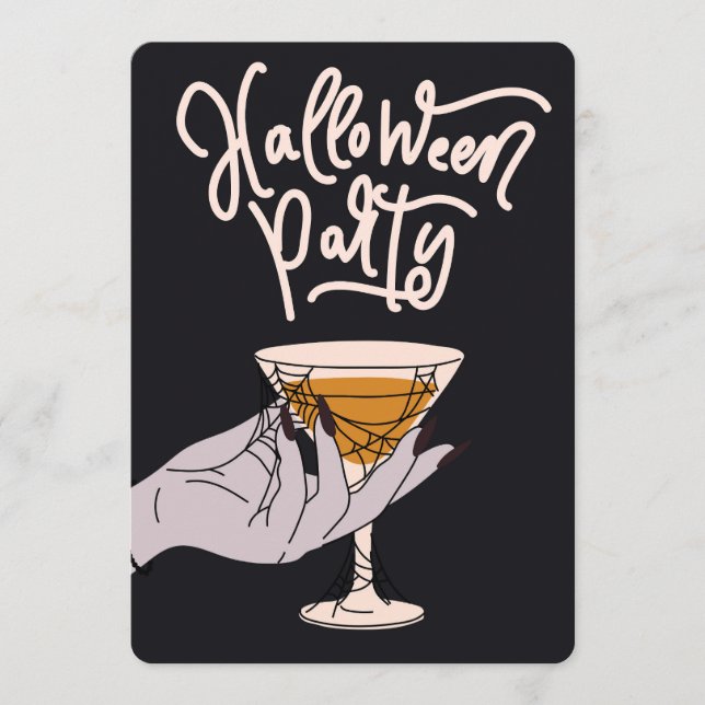 Spiderweb Cocktail Halloween Party Holiday Card (Front)