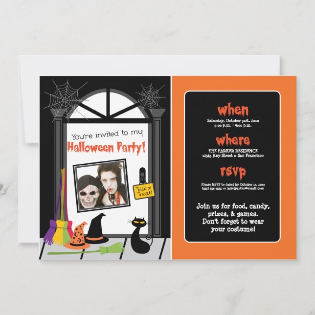 Spiderweb Door Halloween Party Invite (photo) (Front)