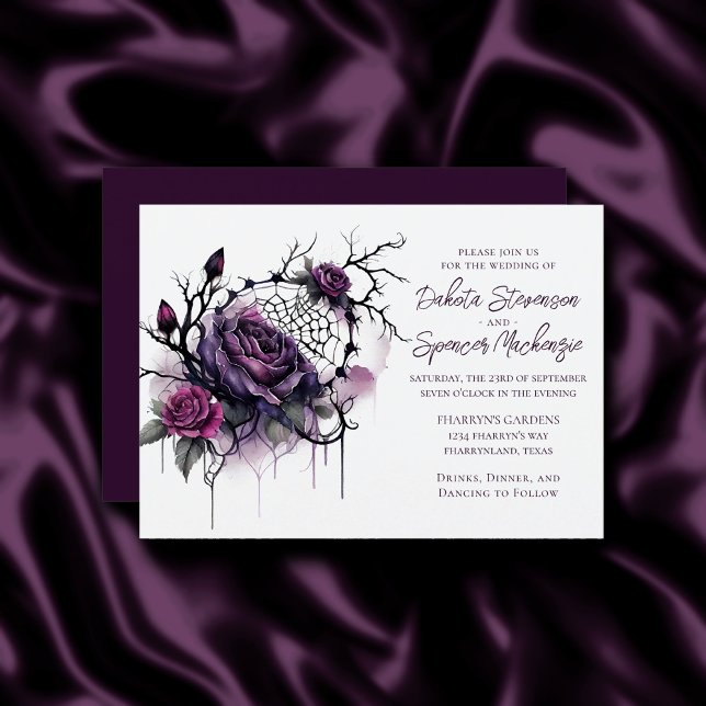 Spiderweb Elegance | Creepy Beautiful Rose Floral Invitation (Creator Uploaded)