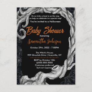 Spiderweb Halloween Baby Shower Invitation Postcard