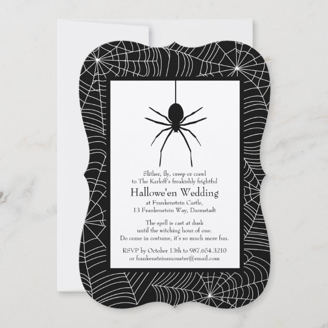 Spiderweb Halloween Wedding Invitation (Front)