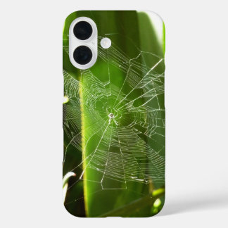 Spiderweb in Tropical Leaves Nature iPhone 16 Case