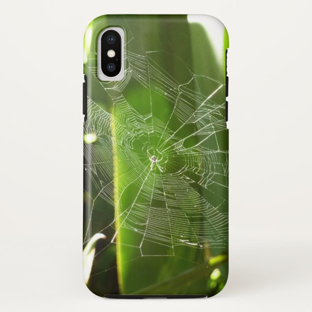 Spiderweb in Tropical Leaves Nature Case-Mate iPhone Case (Back)