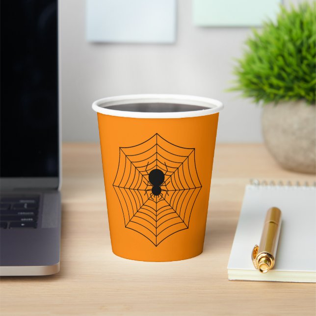 Spiderweb Orange Paper Cups (Insitu)