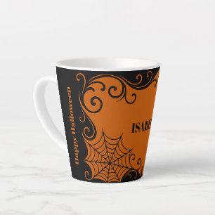 Spiderweb Ornament Orange Black halloween Latte Mug