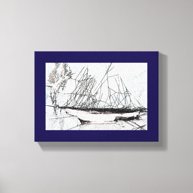 Spiderweb Sailing Ship Natures Unique Digital Art Canvas Print (Front)