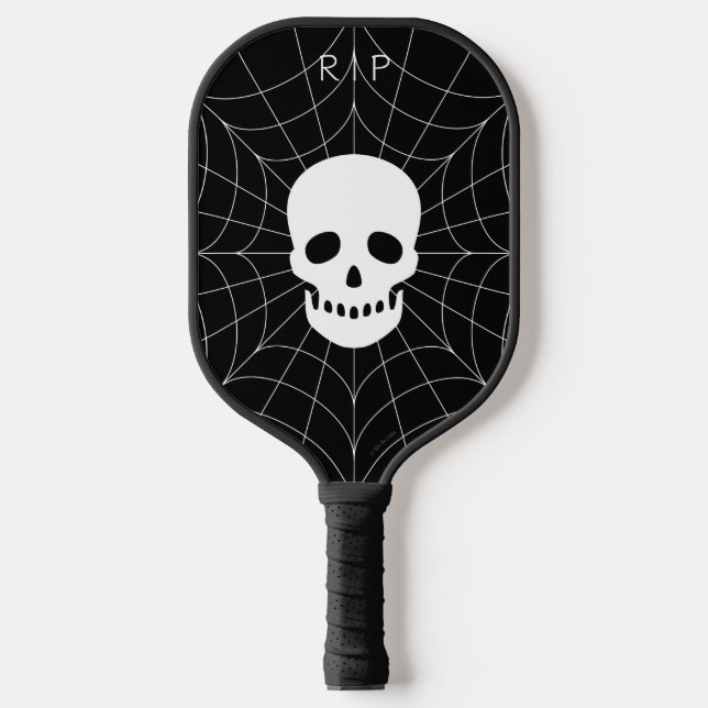Spiderweb Skull Pickleball Paddle (Front)