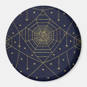 Spiderweb spider stars black and gold magnet