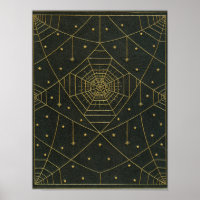 Spiderweb spider stars black gold vintage book