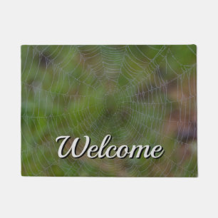 Spiderweb With Droplets Welcome Doormat