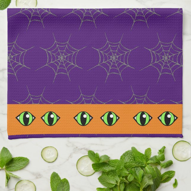 Spiderwebs and Big Eyes Kitchen Towel (Folded)
